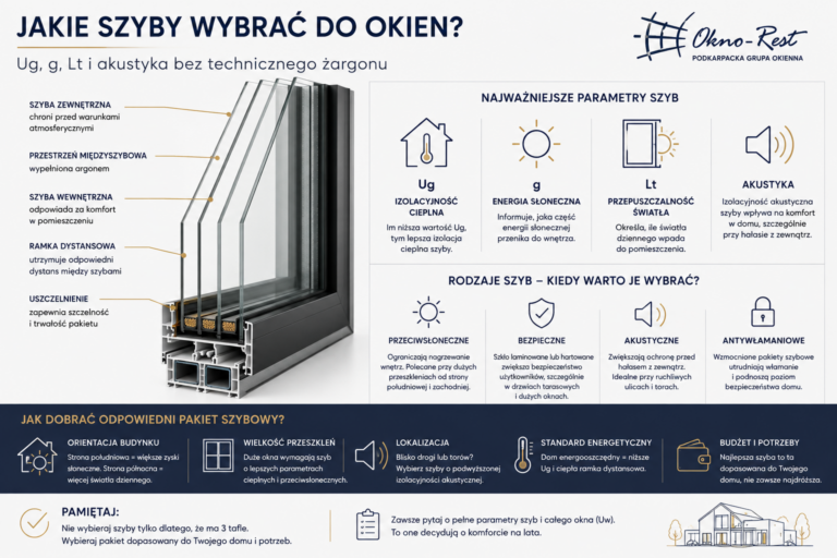 Jakie szyby wybrać do okien? Ug, g, Lt i akustyka bez technicznego żargonu