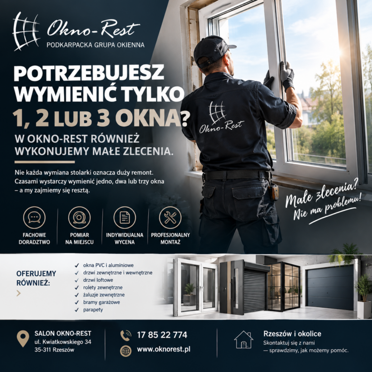 Montaż okien Rzeszów – również małe zlecenia 1–3 okien